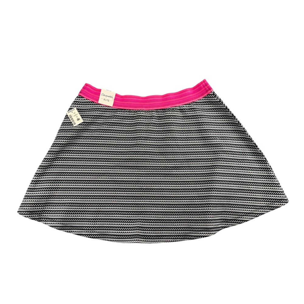 Aeropostale Bethany Mota Skater Skirt XL Black White Chevron Neon Pink Waistband